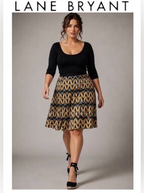 28W Lane Bryant Abstract Print Patterned Circle Skirt, NWT